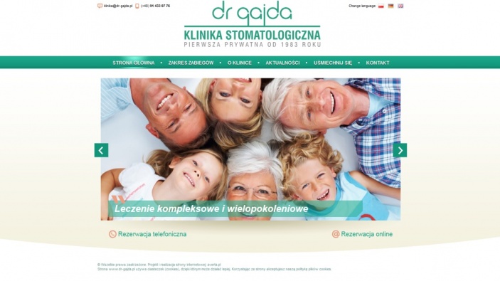 zrzut ekranu nr 0 dla realizacji Dr Gajda - strona kliniki dentystycznej