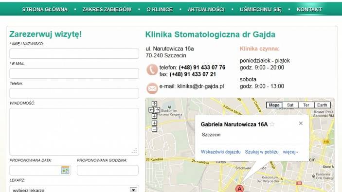 zrzut ekranu nr 0 dla realizacji Dr Gajda - strona kliniki dentystycznej