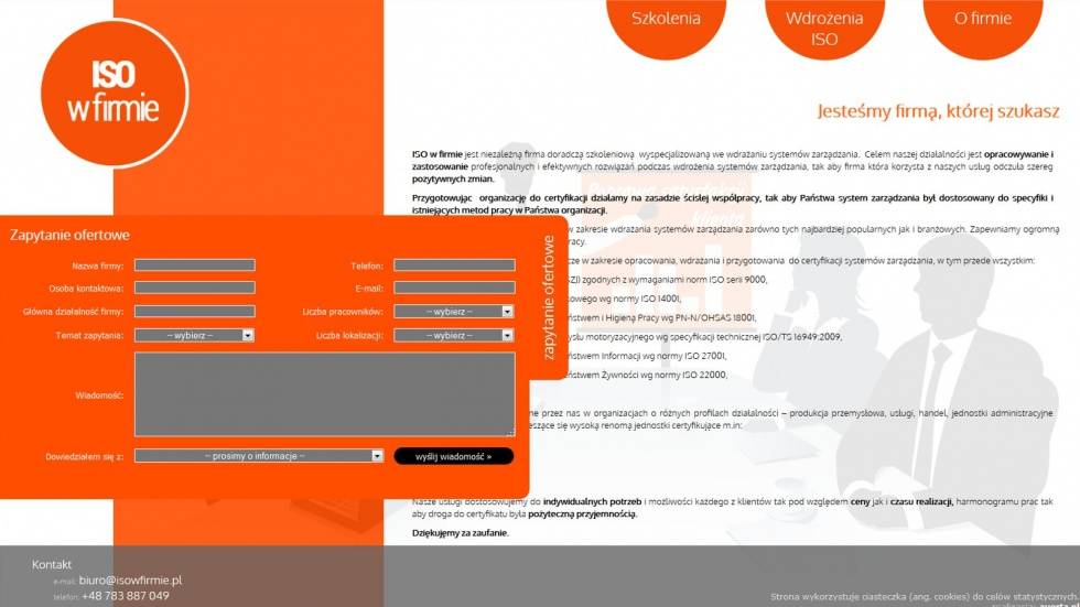 strony internetowe - podląg dla Szkolenia ISO nr 1