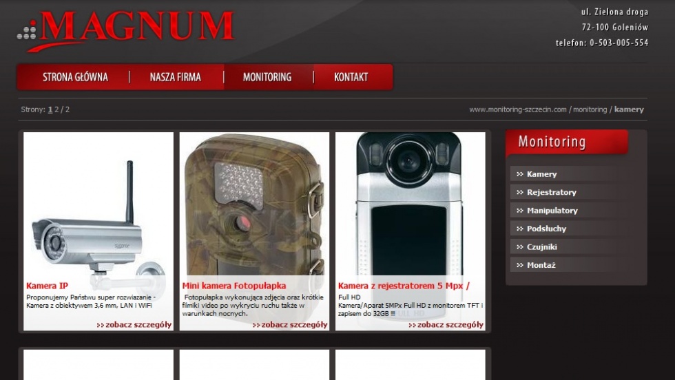 strony internetowe - podląg dla Magnum - monitoring, kamery nr 1