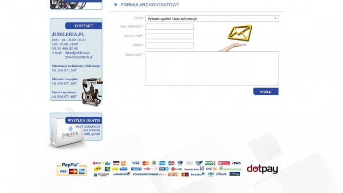 zrzut ekranu nr 1 dla realizacji Jubileria - sklep internetowy